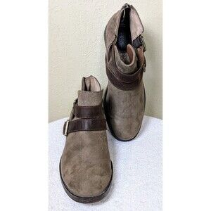BOC Born Boots Womens 8M Ankle Bootie Brown Fabric Buckle Strap Comfort Z36417